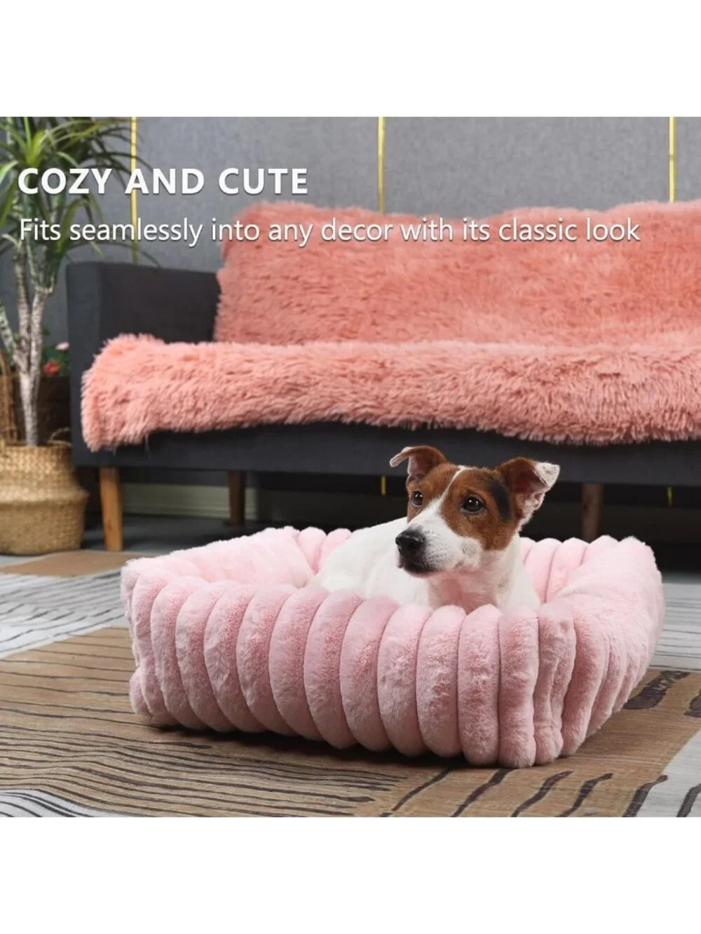 Cozy Washable Small Dog & Cat Bed - Orthopedic Pink Rectangle Pet Cuddler